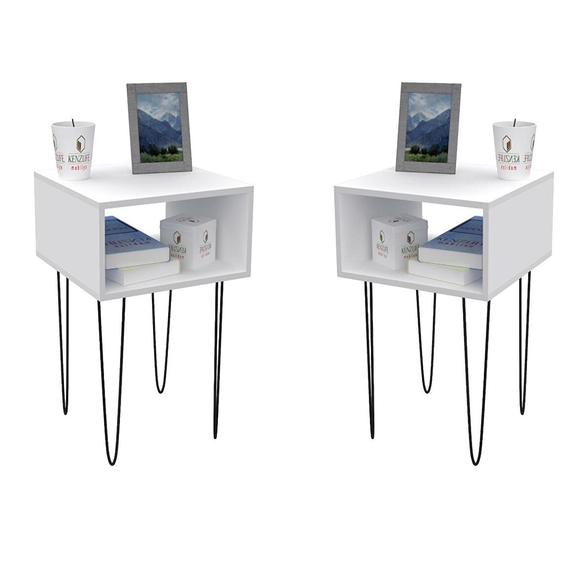 Kenzlife komodin ortense 2 li set byz komidin 44*29*29 metal ayaklı orta zigon sehpa minik boy (mng)