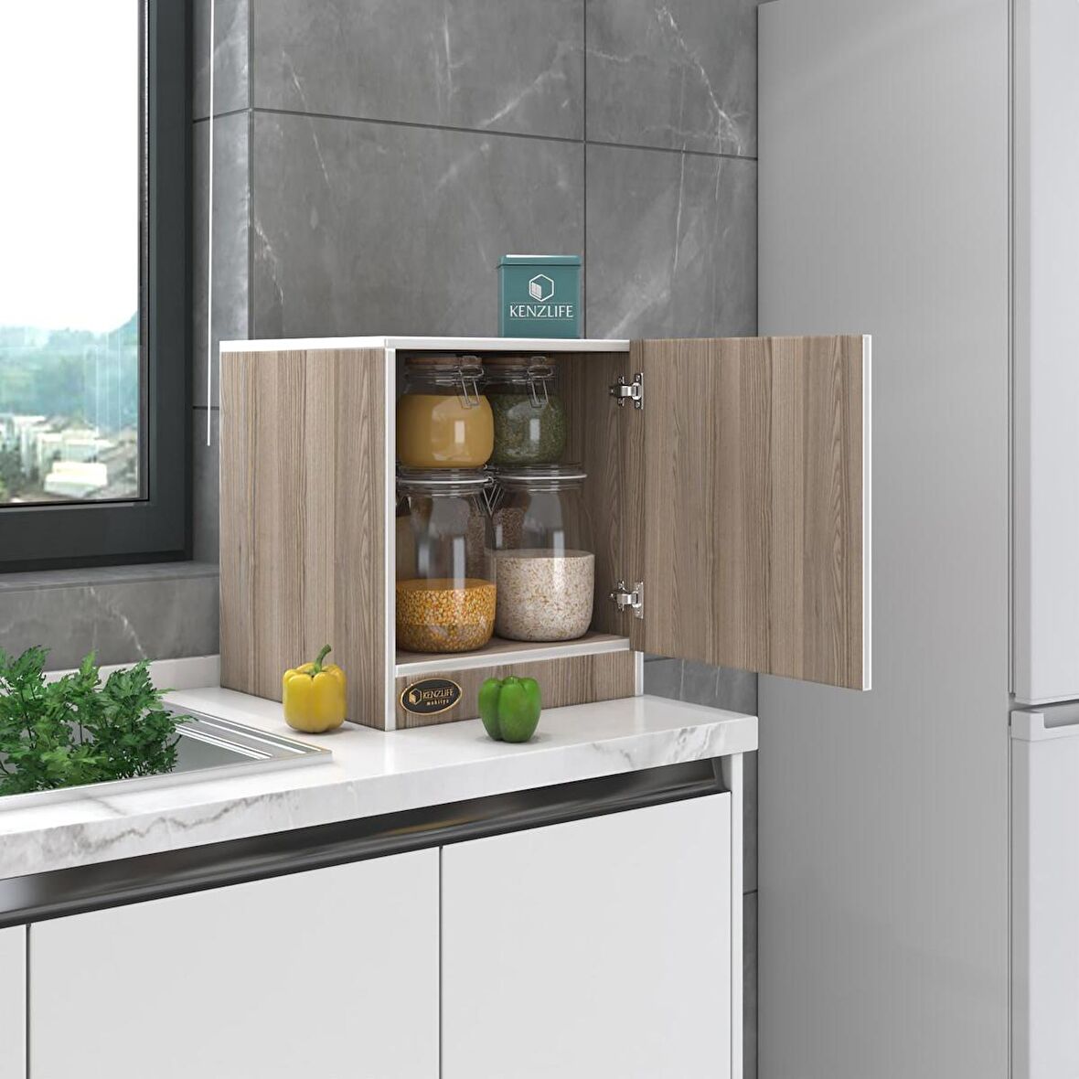 Kenzlife kapaklı mutfak dolabı melek29 crd 039x029x29 banyo ofis komodin (m)