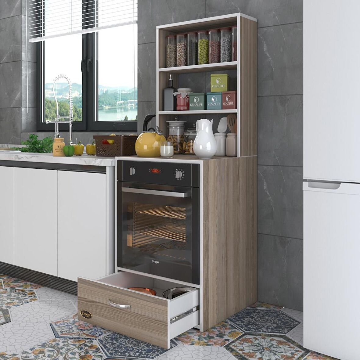 Kenzlife ankastre fırın dolabı aybirgen crd 165*60*56 mutfak çekmeceli
