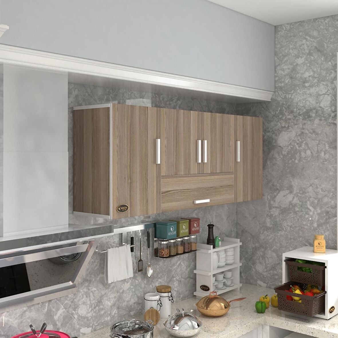 Kenzlife hazır mutfak acus22 crd 060*150*22 mutfak banyo dolabı kapaklı raflı