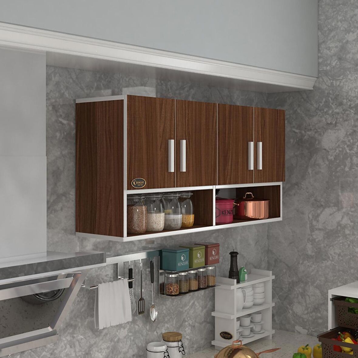 Kenzlife hazır mutfak vesper cvz 060*120*22 mutfak banyo dolabı kapaklı raflı