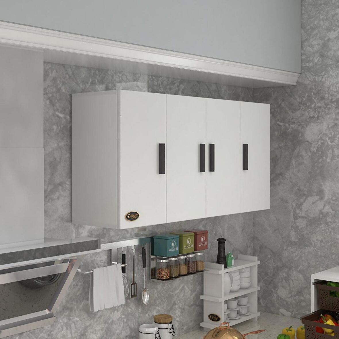 Kenzlife hazır mutfak merlanda byz 060*120*22 mutfak banyo dolabı kapaklı raflı