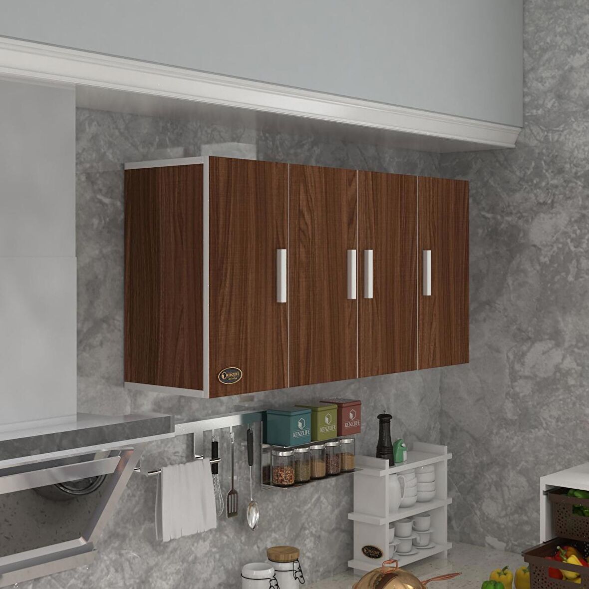 Kenzlife hazır mutfak merlanda cvz 060*120*22 mutfak banyo dolabı kapaklı raflı