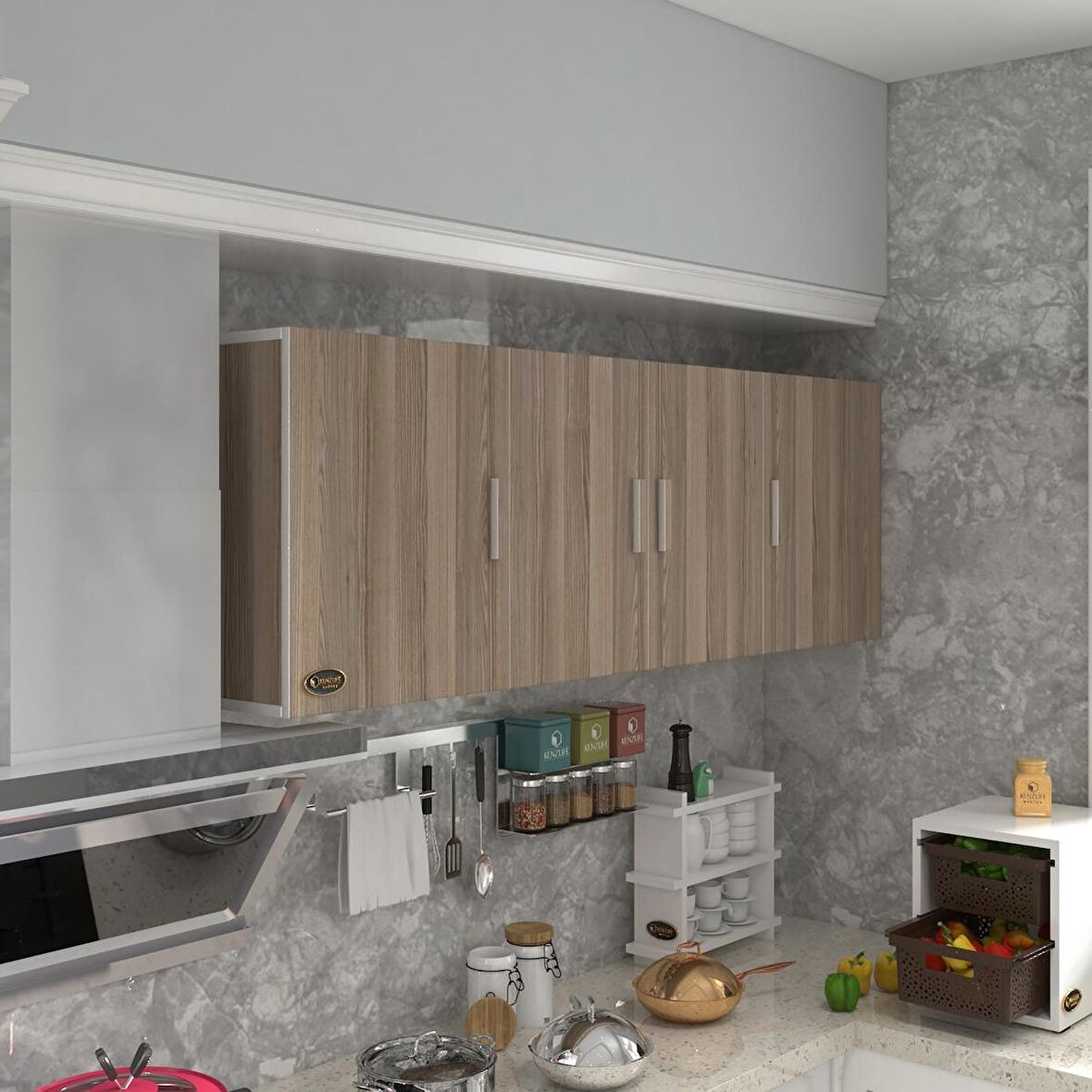 Kenzlife hazır mutfak silvanus crd 060*180*22 mutfak banyo dolabı kapaklı raflı