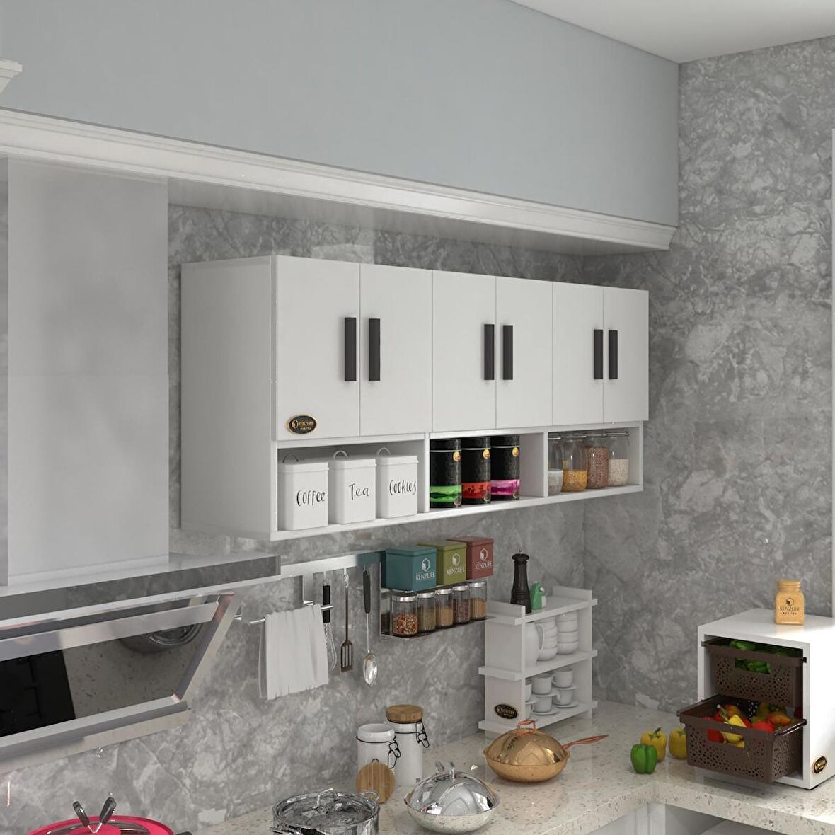 Kenzlife hazır mutfak vice byz 060*180*22 mutfak banyo dolabı kapaklı raflı