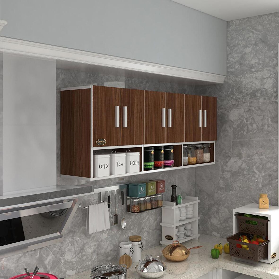 Kenzlife hazır mutfak vice cvz 060*180*22 mutfak banyo dolabı kapaklı raflı