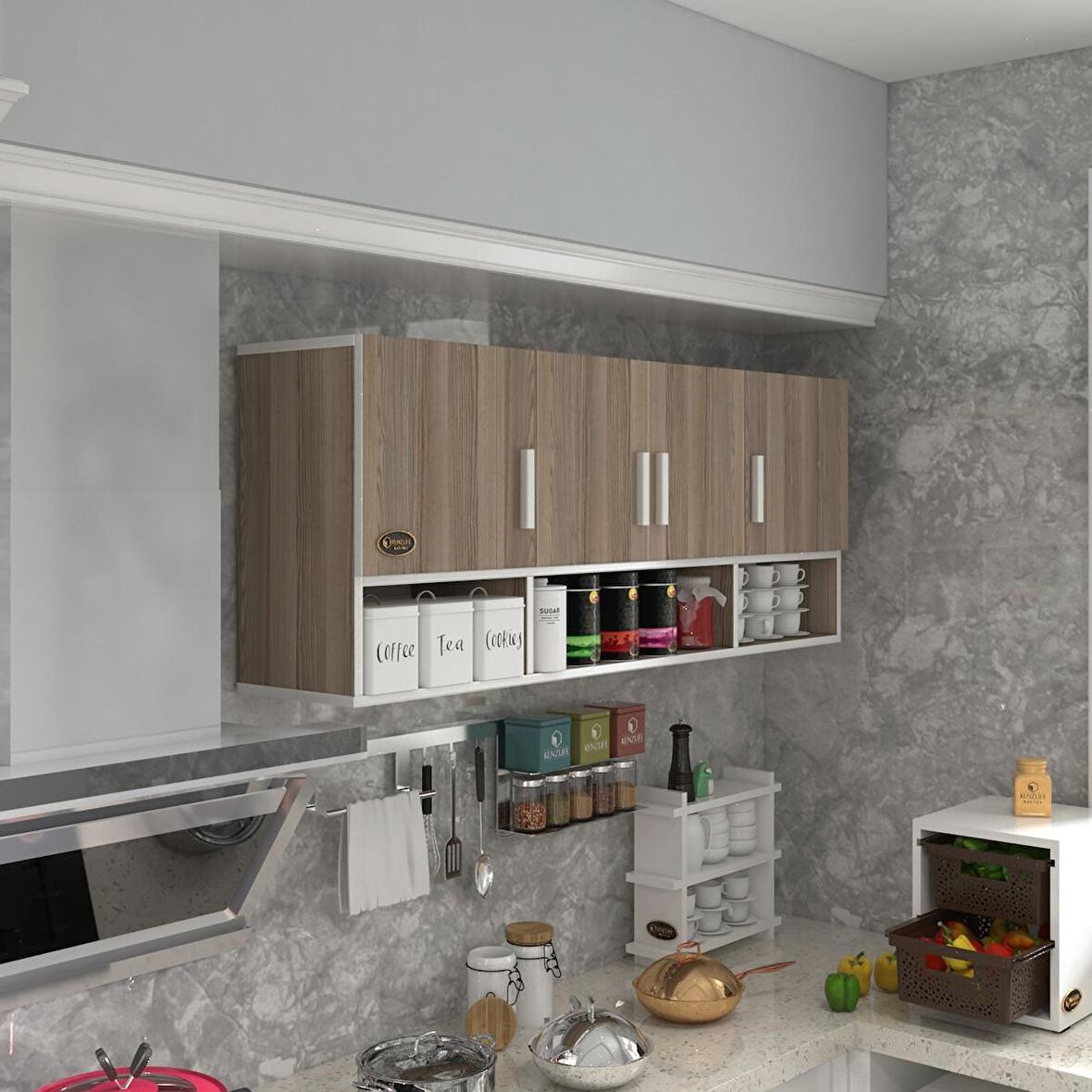 Kenzlife hazır mutfak konsta crd 060*150*22 mutfak banyo dolabı kapaklı raflı
