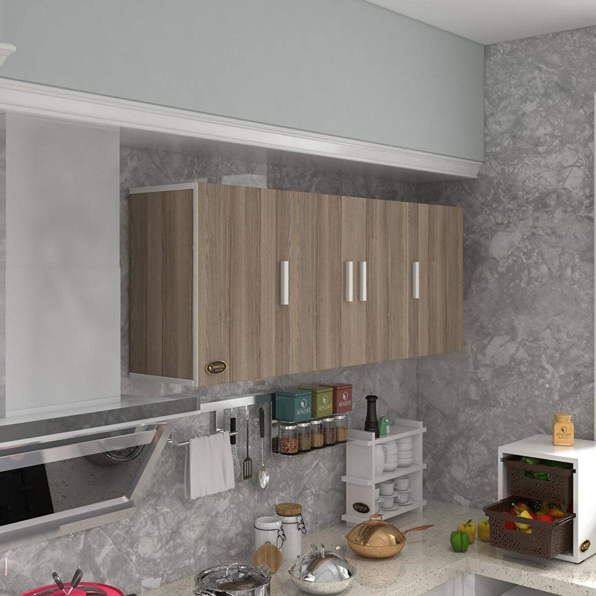 Kenzlife hazır mutfak marina crd 060*150*22 mutfak banyo dolabı kapaklı raflı