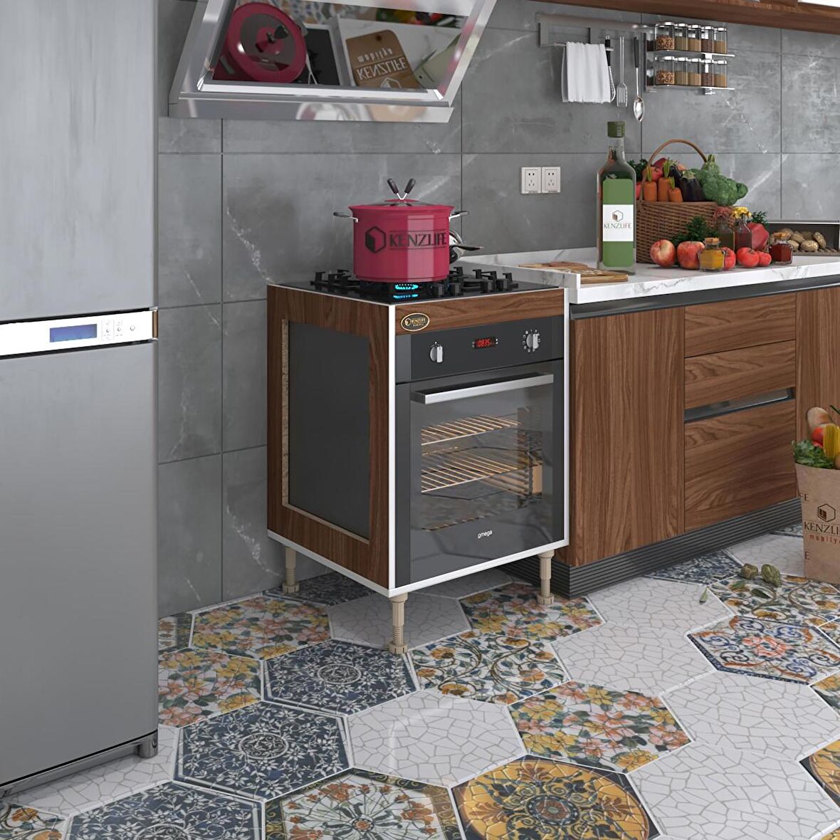 Kenzlife ankastre modülü kabini emir timur3 cvz 89-81*60*56 fırın ocak dolabı ayarlı ayaklı 