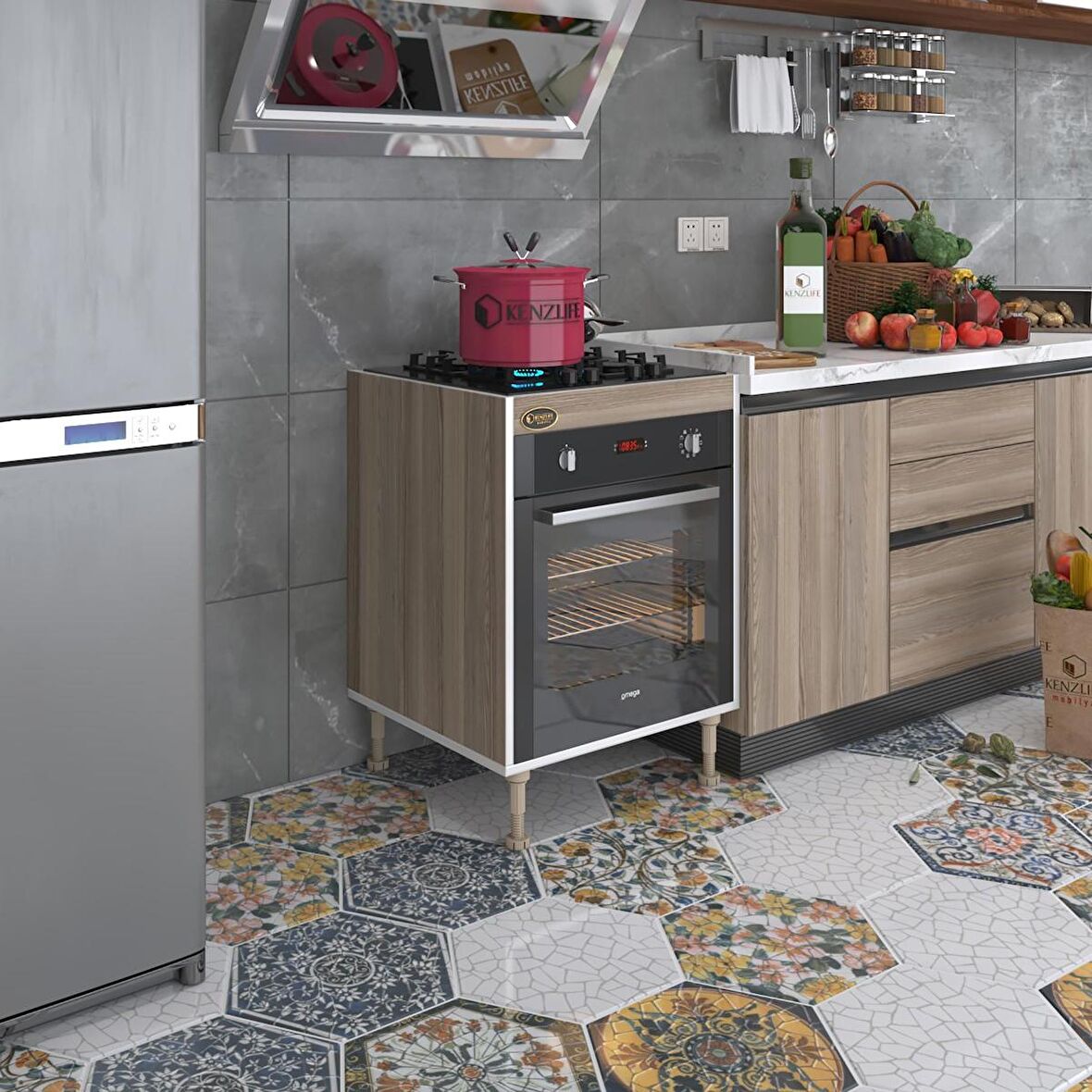 Kenzlife ankastre modülü kabini lev yaşin crd 89-81*60*56 fırın ocak dolabı ayarlı ayaklı 
