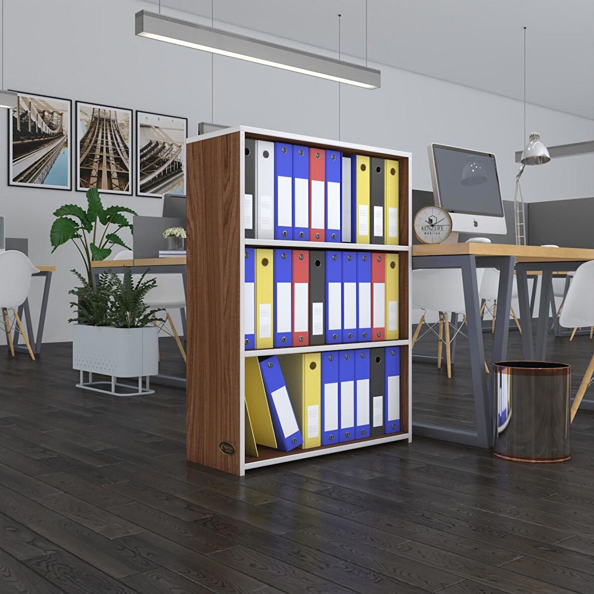 Kenzlife klasörlük raflı ilkutay cvz 105*80*30 kitaplık ofis arkalıksız