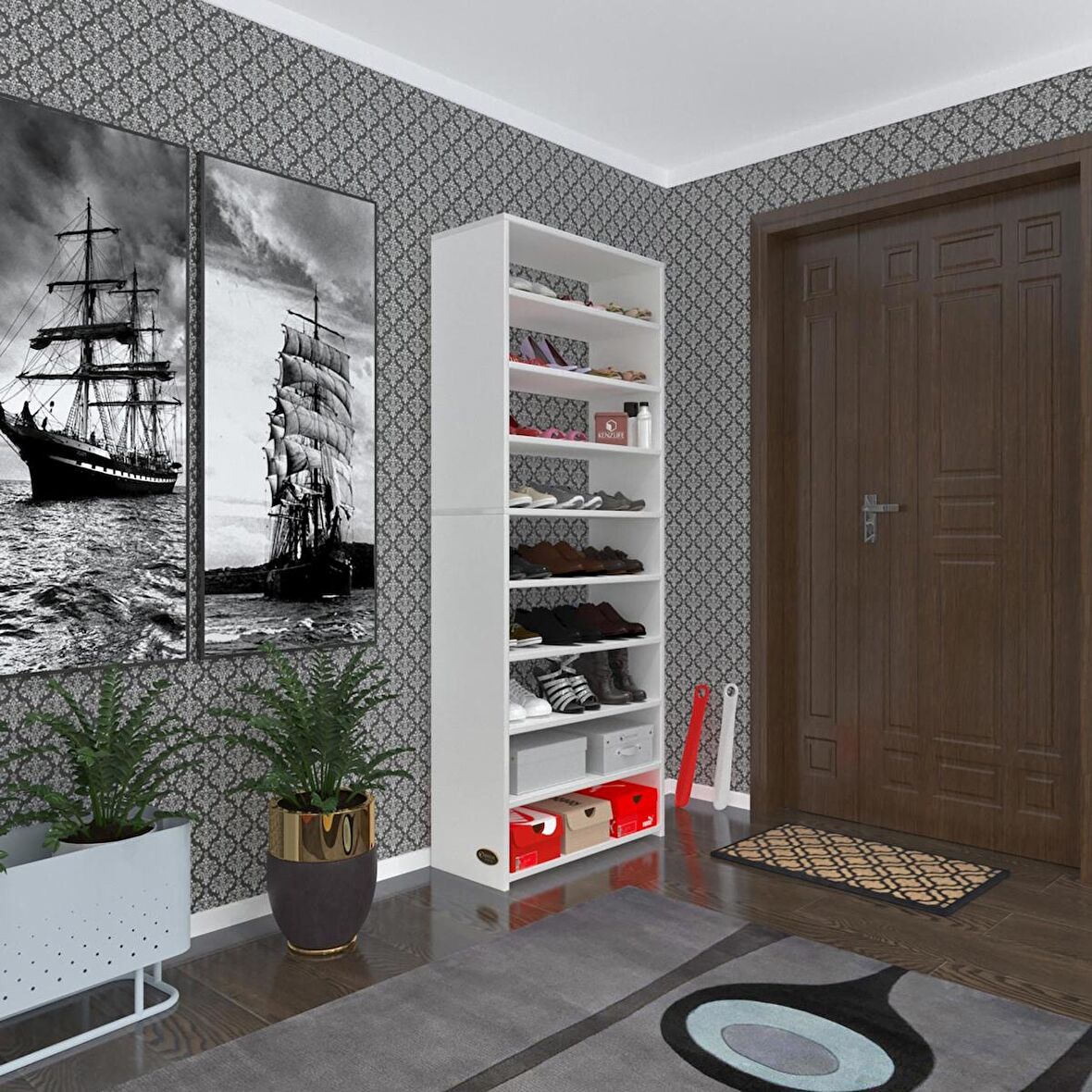 Kenzlife ayakkabılık goya byz 180*70*30 arkalıksız ayakkabı ofis dolabı iki bölme