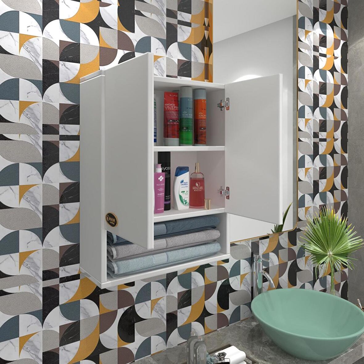 Kenzlife banyo ecza dolabı bakuninmdf byz 60*40*20 % 100 mdf full mdf mutfak (m)üst arkalıklı alt arkalıksız