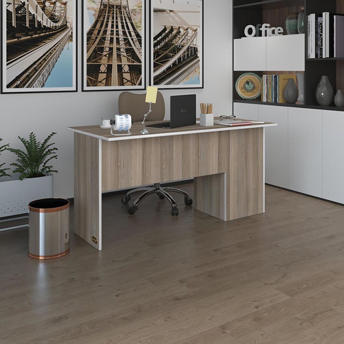 Kenzlife ofis masası miyamoto crd sol 75*120*60 raflı dolap bilgisayar çalışma masası