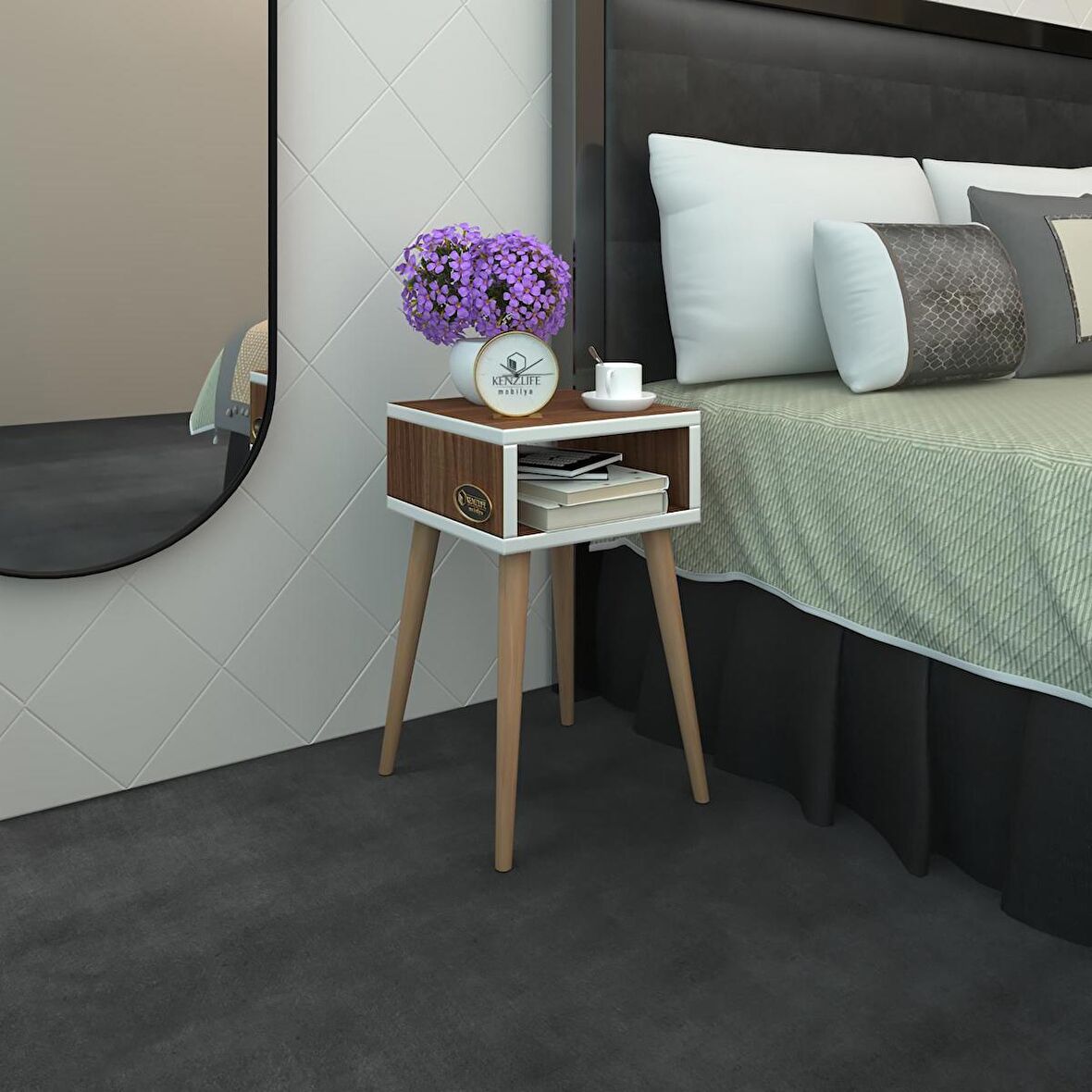 Kenzlife komodin ragnarok cvz 49*29*29 komidin ahşap ayaklı