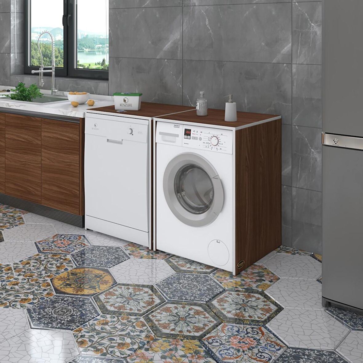 Kenzlife çamaşır&kurutma&bulaşık makinesi dolabı naumkare cvz 90*140*60 kapaksız arkalıksız