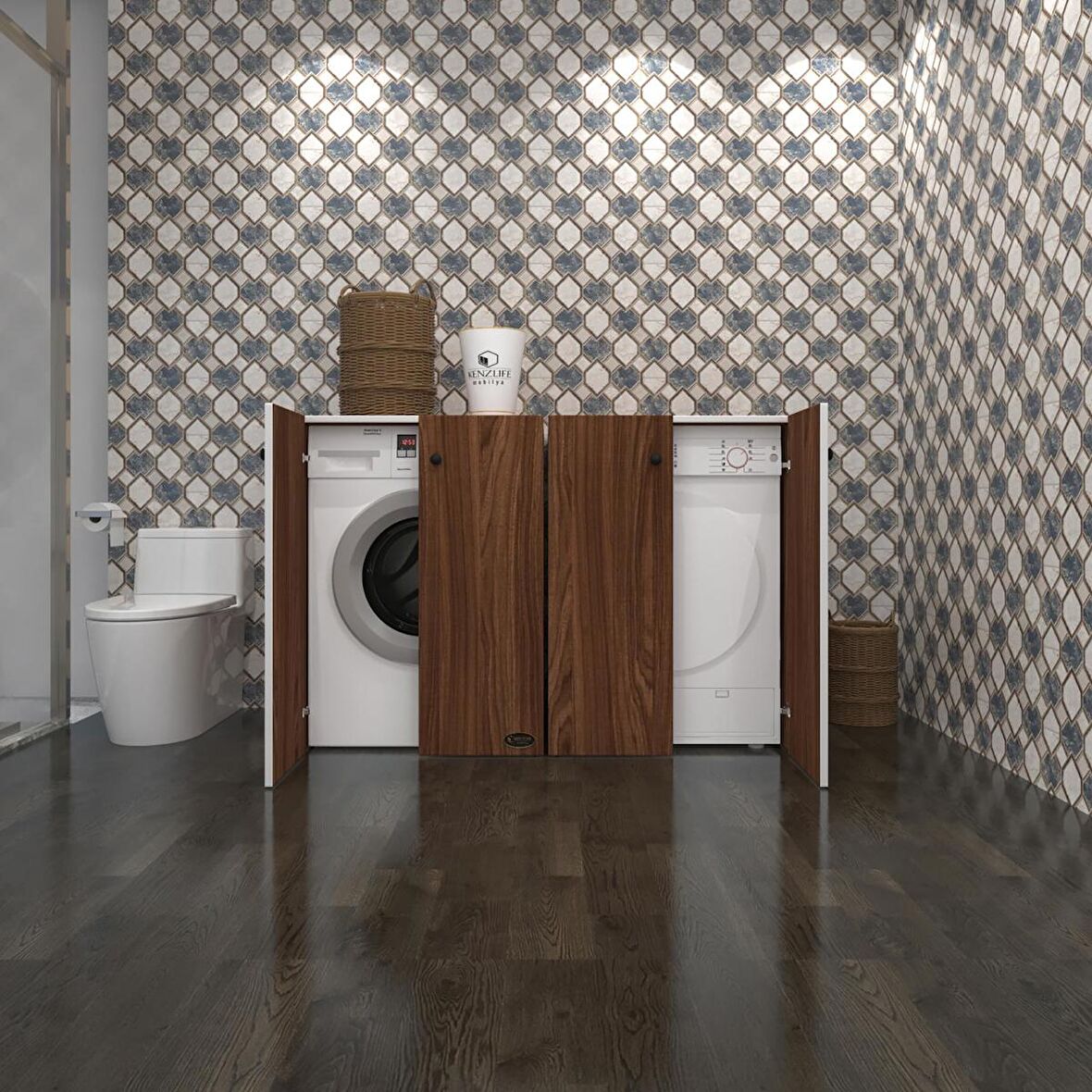 Kenzlife çamaşır&kurutma&bulaşık makinesi dolabı tatyanakare cvz 90*140*60 kapaklı arkalıksız