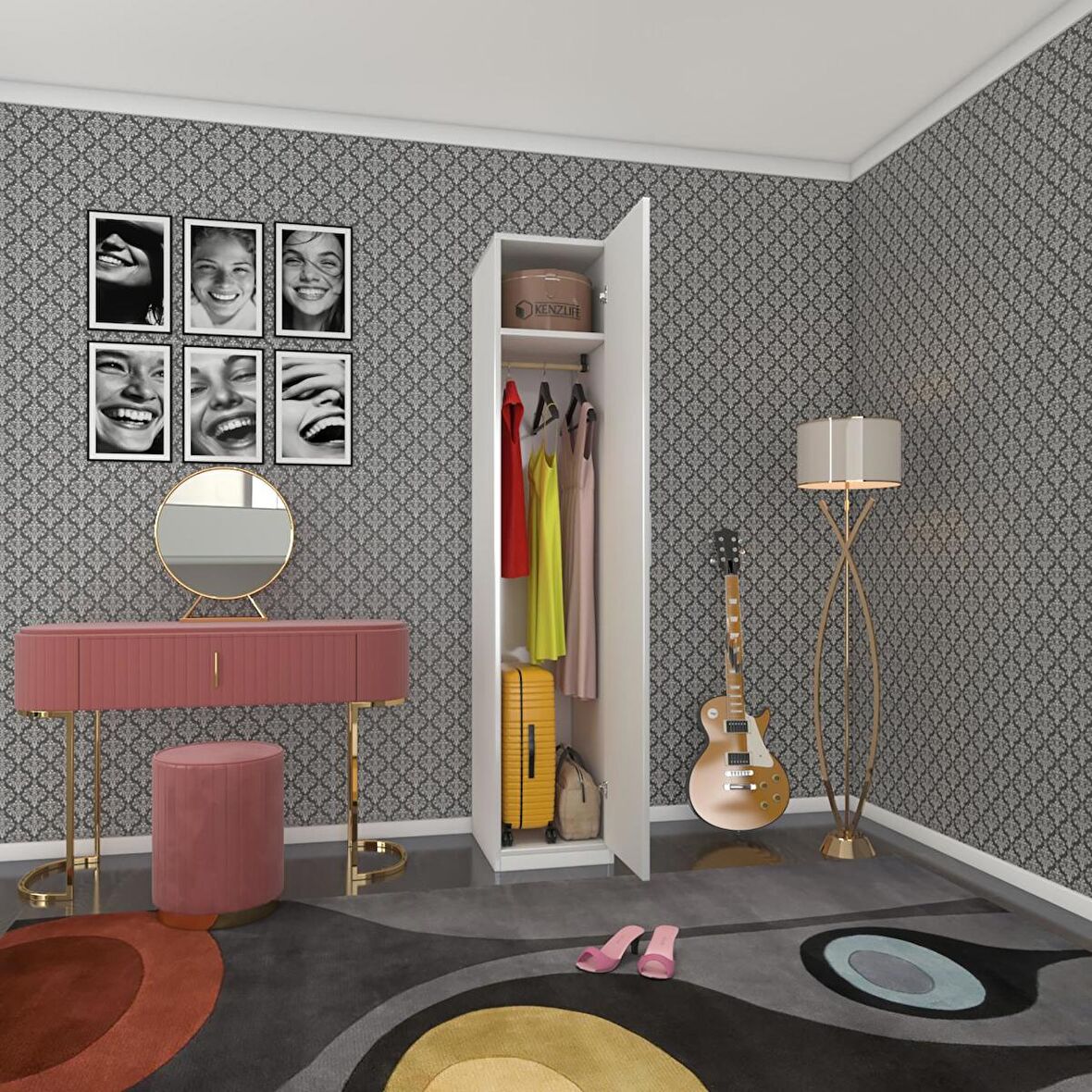 Kenzlife gardırop 1 kapılı öğrenci dolabı tek kapı kasımpatı byz 180*35*42 byz gardolap dolap ofis