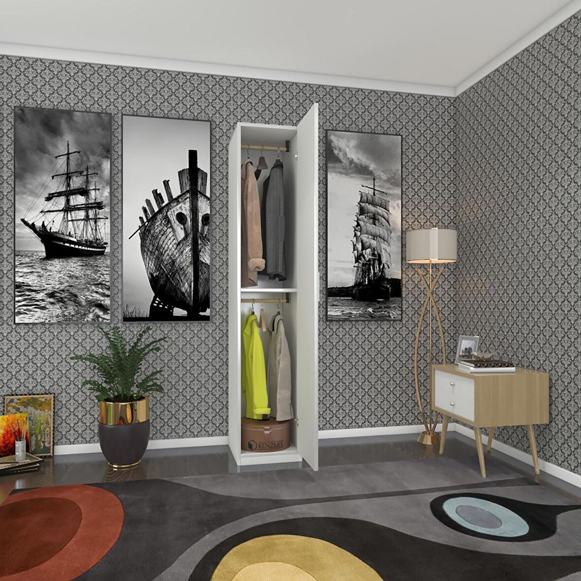 Kenzlife gardırop 1 kapılı öğrenci dolabı tek kapı günebakan byz 180*35*42 byz gardolap dolap ofis