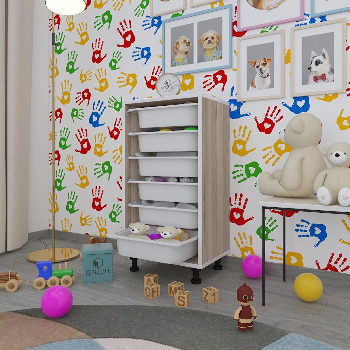 Kenzlife sepetli mutfak dolabı ruberu crd 086x45x30 banyo oyuncak çamaşır beyaz 6 lı sepet