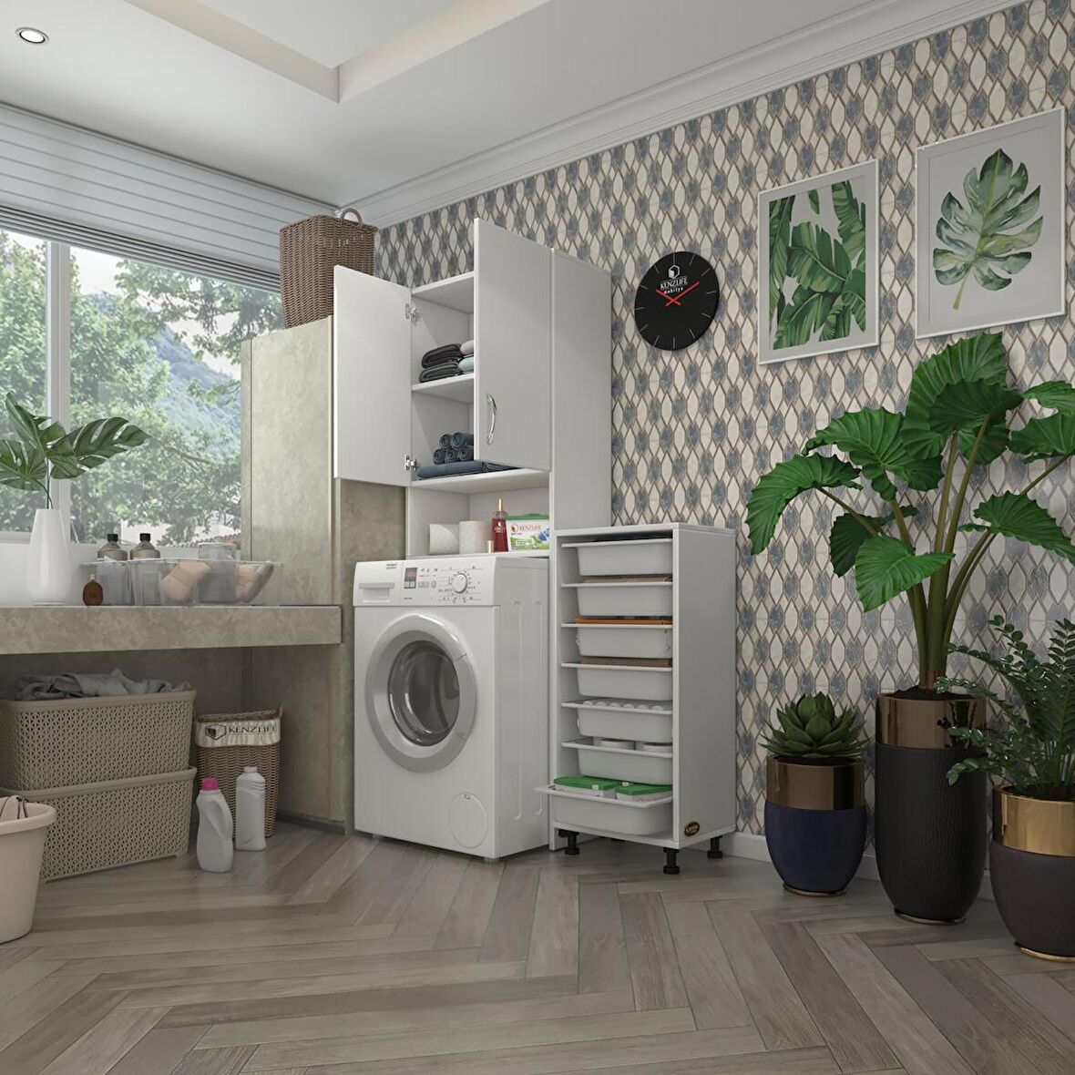 Kenzlife çamaşır makinesi dolabı sinemsepet byz 07 li banyo arkalıksız kurutma bulaşık