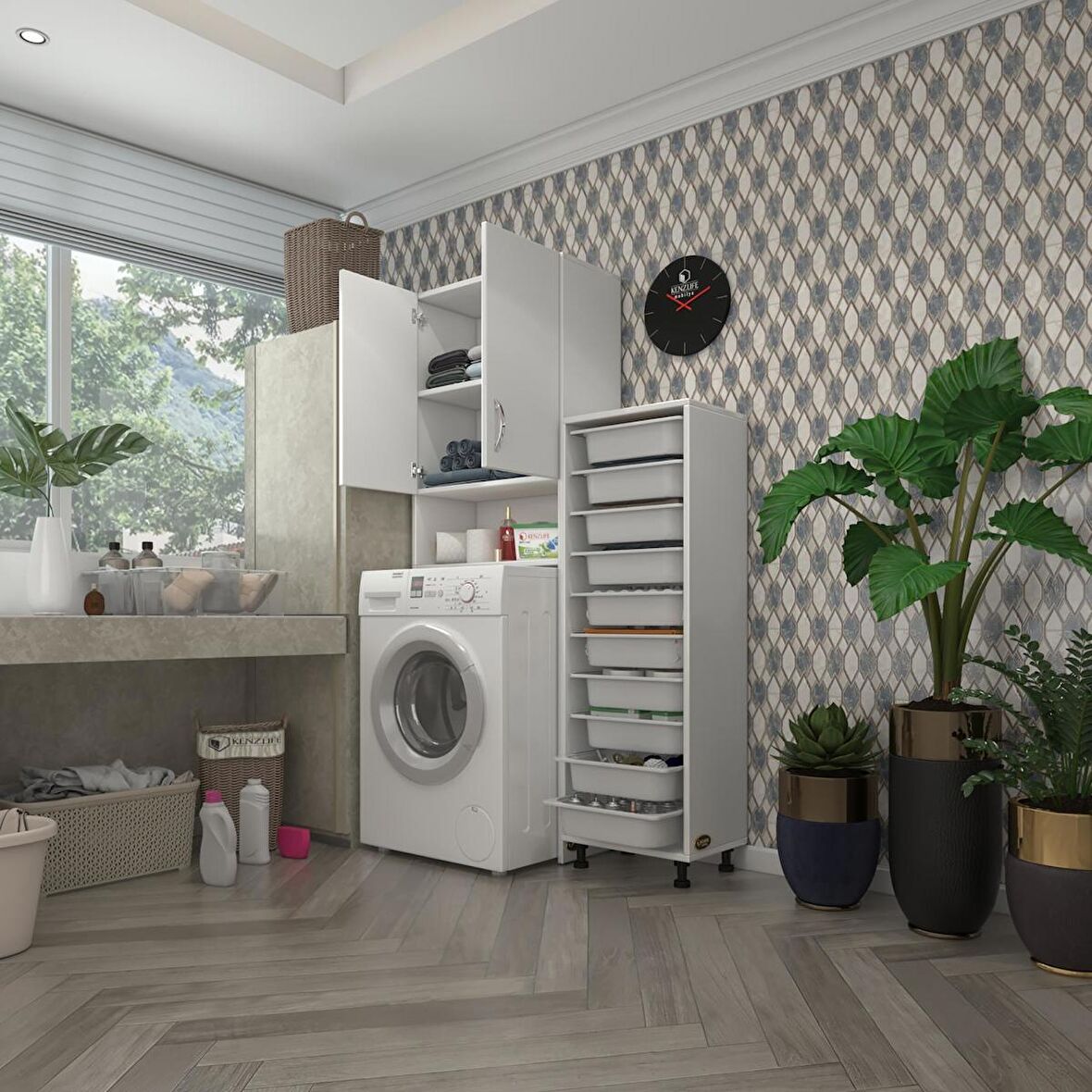 Kenzlife çamaşır makinesi dolabı sinemsepet byz 10 lu banyo arkalıksız kurutma bulaşık