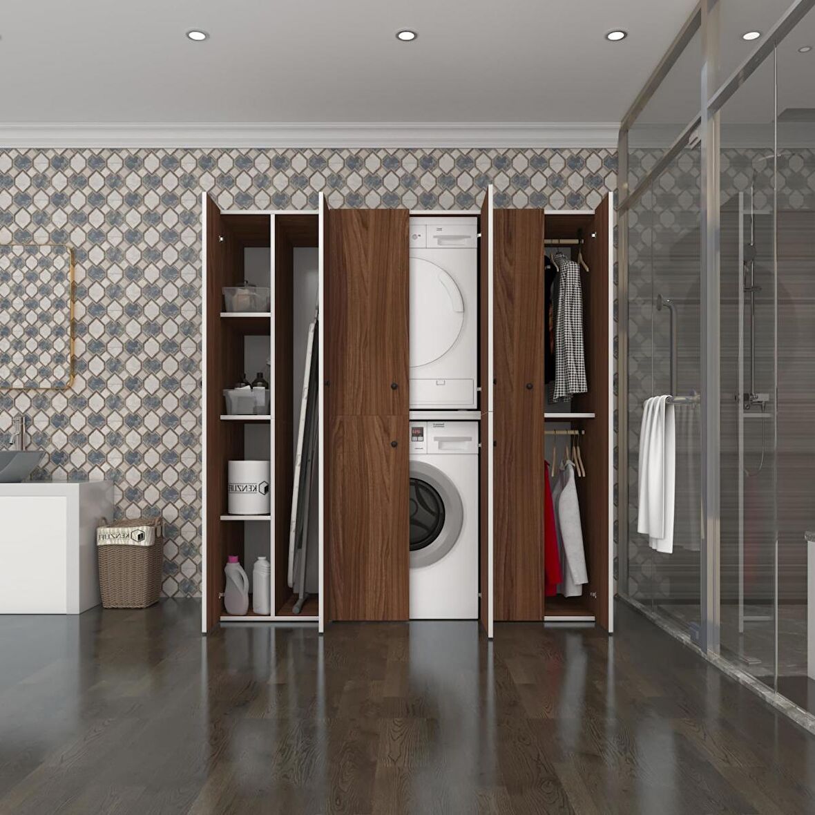 Kenzlife çamaşır-kurutma makinesi dolabı ve giysi dolabı suyuti sol cvz 180*170*60  banyo