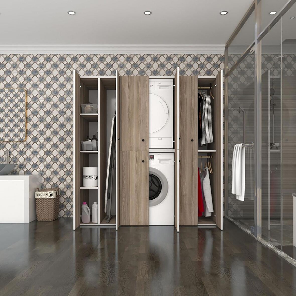 Kenzlife çamaşır-kurutma makinesi dolabı ve giysi dolabı suyuti sol crd 180*170*60  banyo