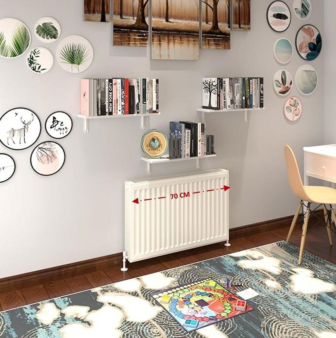 Kenzlife petek üstü raf dresuar golden boy byz 070*24 üçlü kitaplık duvar rafı 070 cm uzunluk