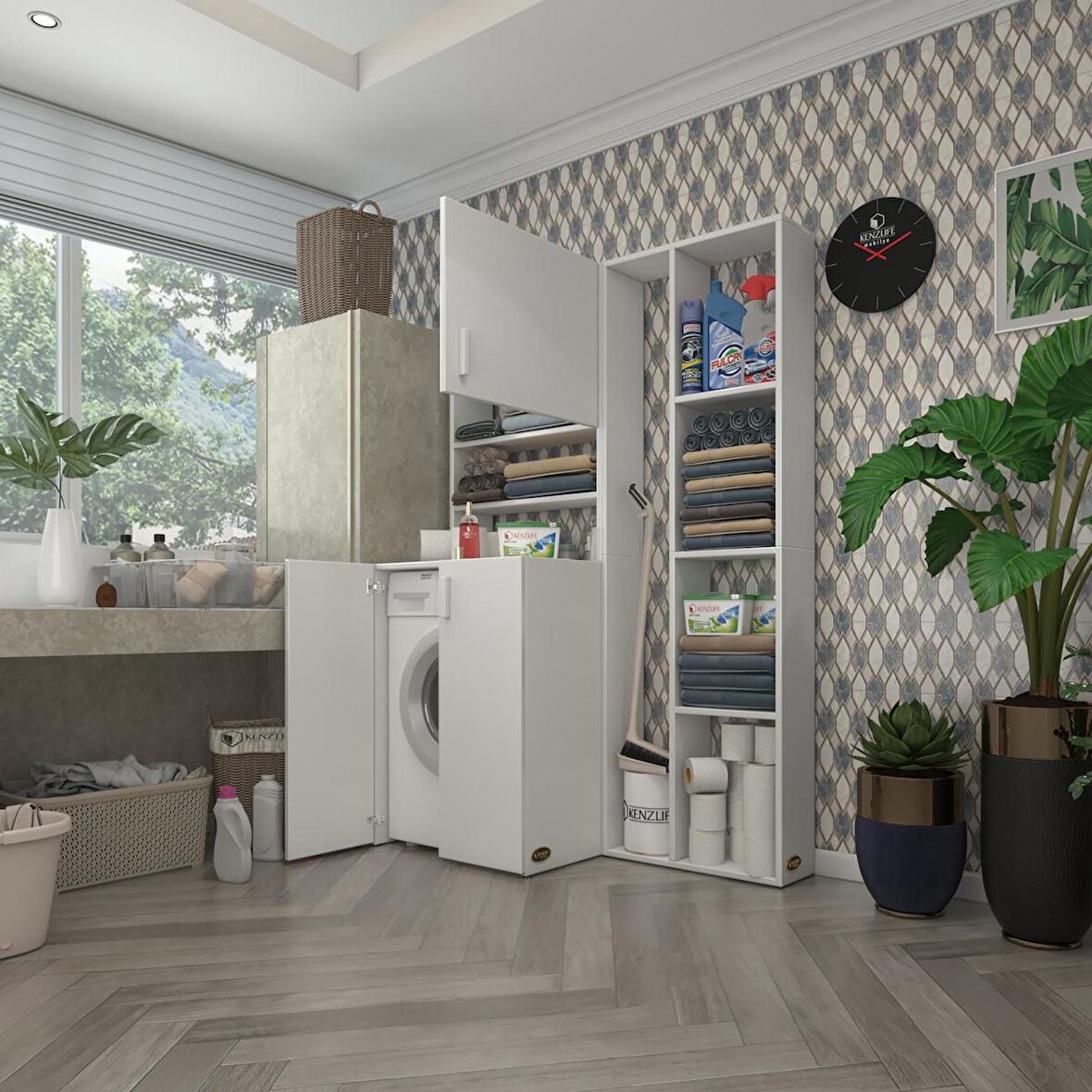 Kenzlife çamaşır makinesi dolabı kasparovsüpürge byz 180*126*55-20 banyo kapaklı arkalıksız