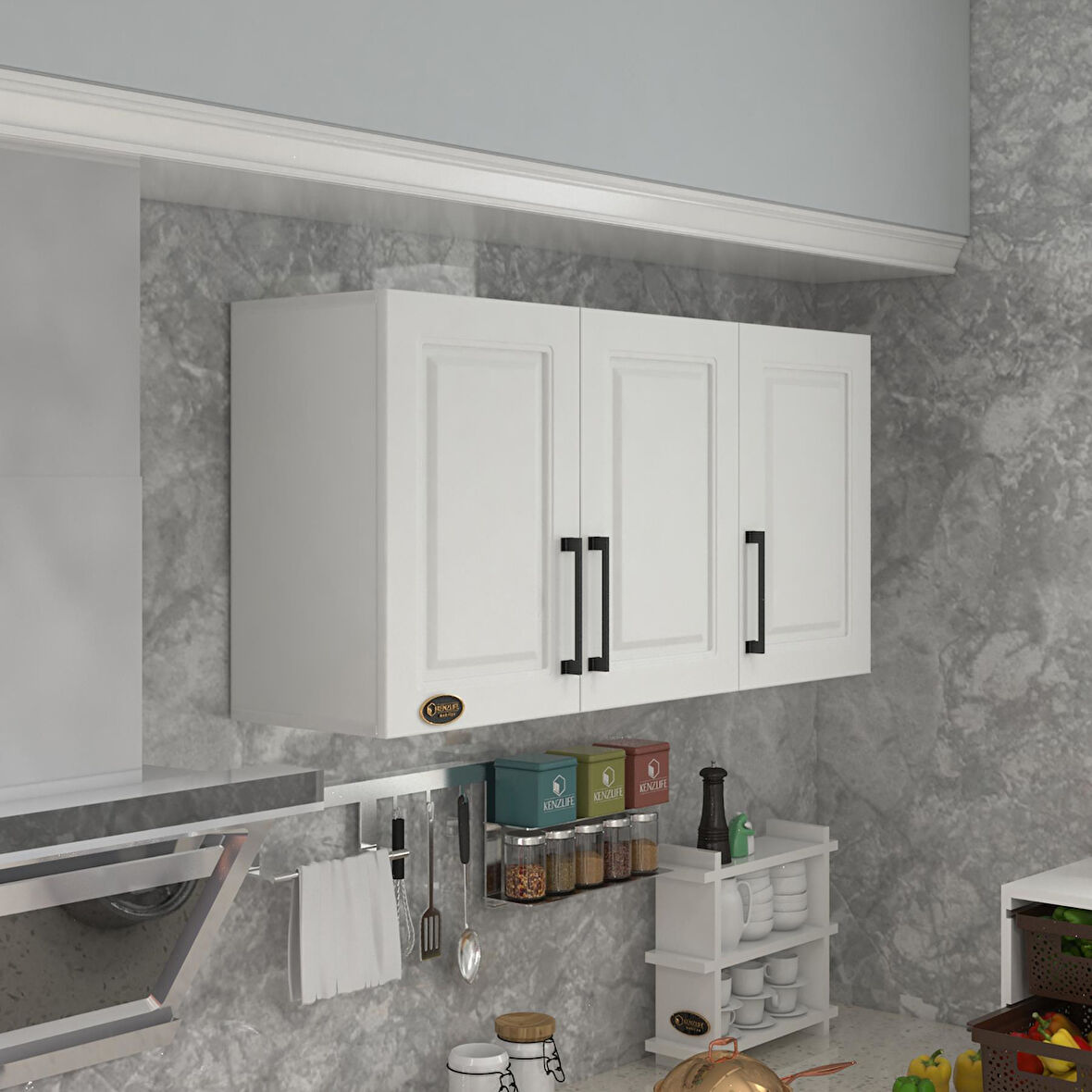 Kenzlife hazır mutfak dolabı limon60 byz mod1 60*120*32 mebran kapak suntalam gövde