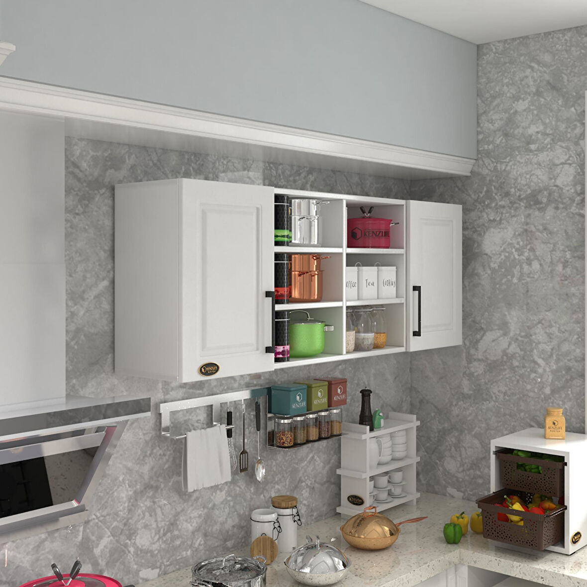 Kenzlife hazır mutfak dolabı biber60 byz mod1 60*160*32 mebran kapak suntalam gövde