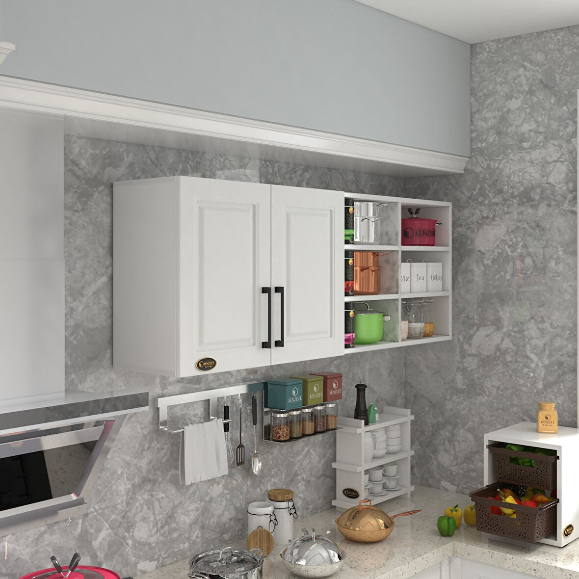 Kenzlife hazır mutfak dolabı zencefil60 byz mod1 60*160*32 mebran kapak suntalam gövde