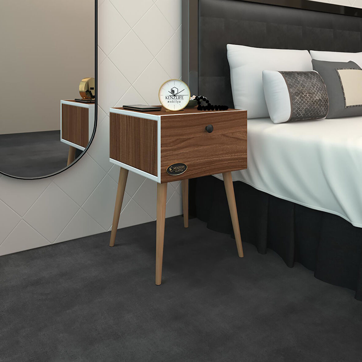 Kenzlife komodin tora cvz 60*39*39 komidin ahşap ayaklı kitaplık ayakkabılık kapaklı arkalıklı