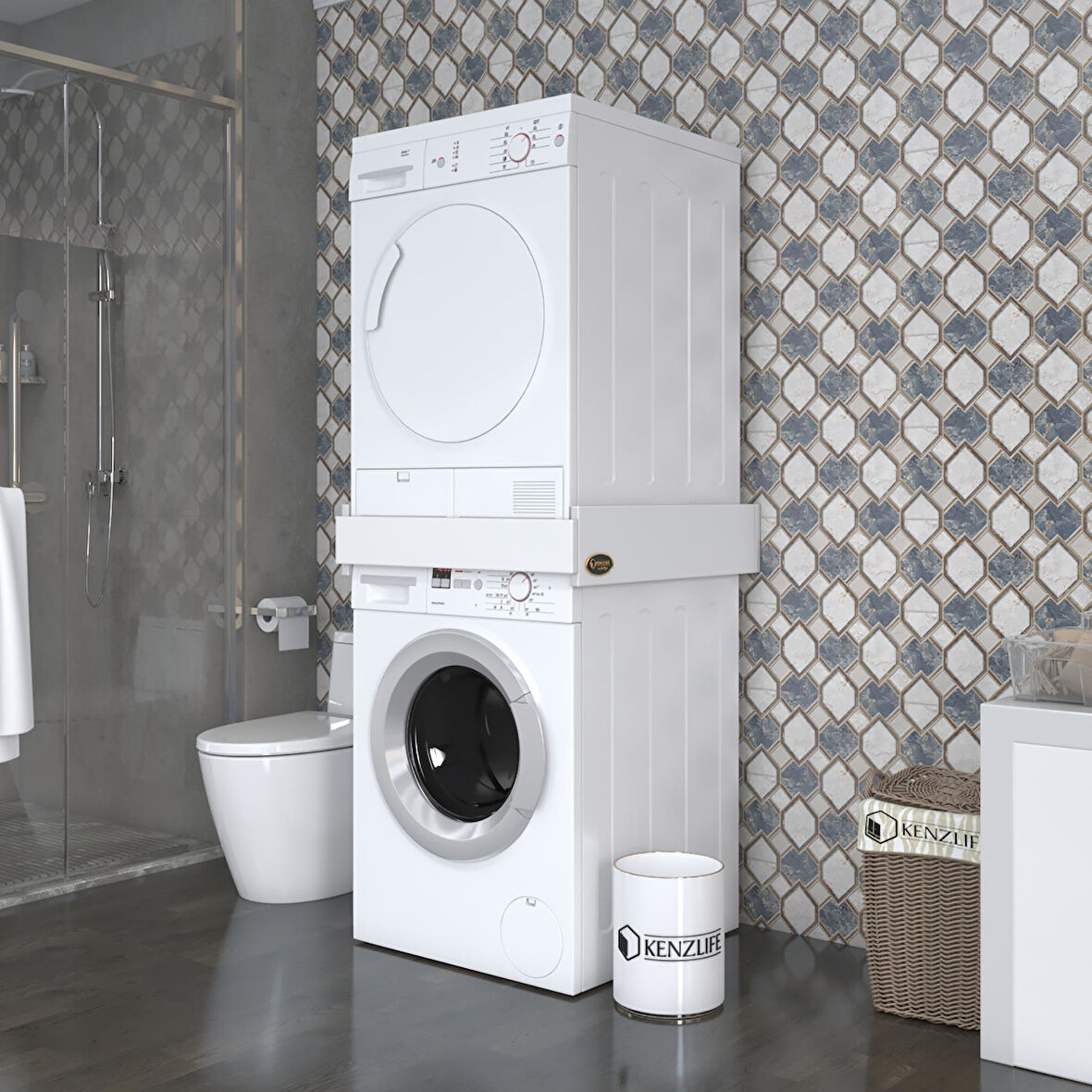 Kenzlife çamaşır&bulaşık makinesi dolabı kakılı byz 015*074*74 banyo aparatı 70*70 iç hacim