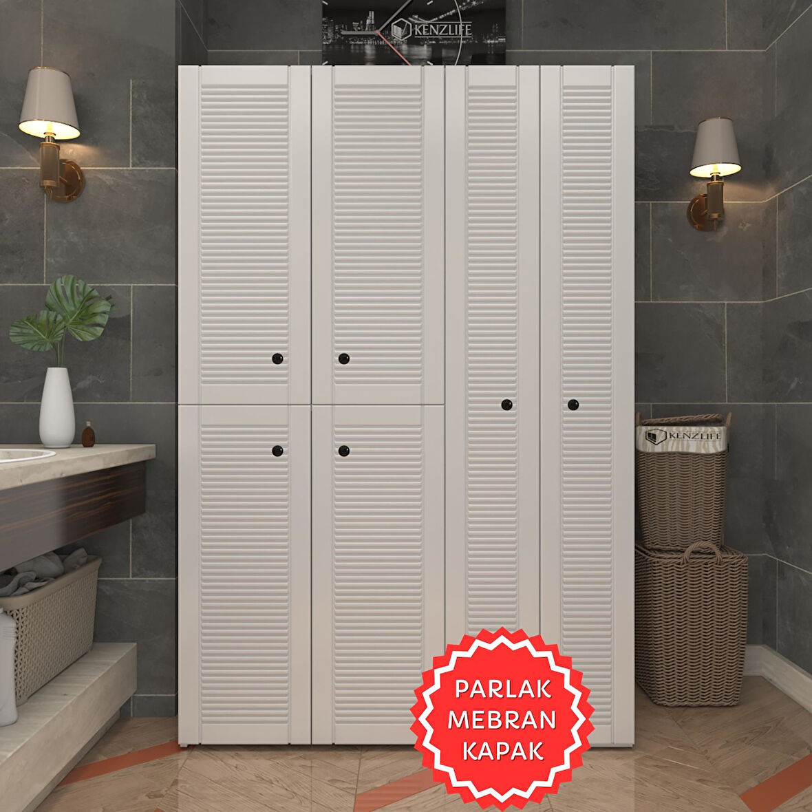 Kenzlife membran çamaşır kurutma makinesi dolabı yaromira byzbyz mod2 180*120*64 mebran kapak suntalam gövde