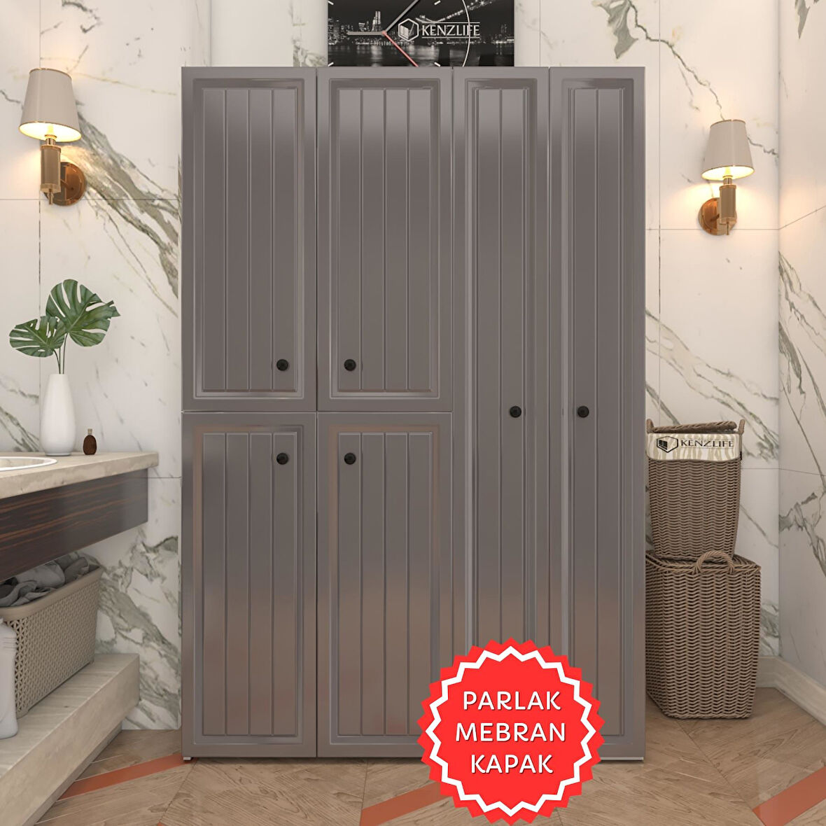 Kenzlife membran çamaşır kurutma makinesi dolabı yaromira gribyz uzun 180*120*64 mebran kapak suntalam gövde