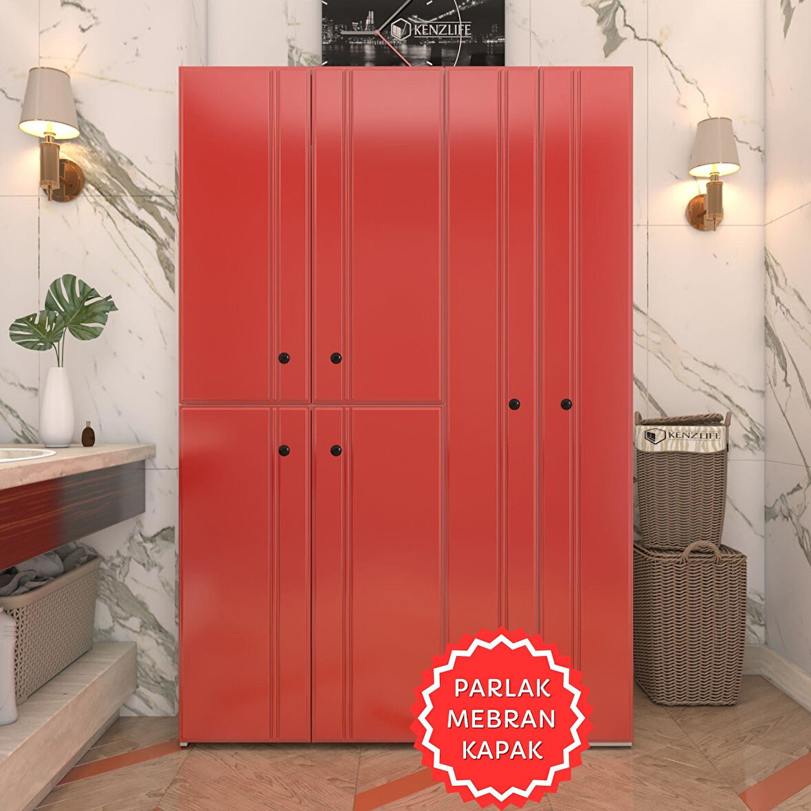 Kenzlife membran çamaşır kurutma makinesi dolabı yaromira krmbyz sadelim 180*120*64 mebran kapak suntalam gövde