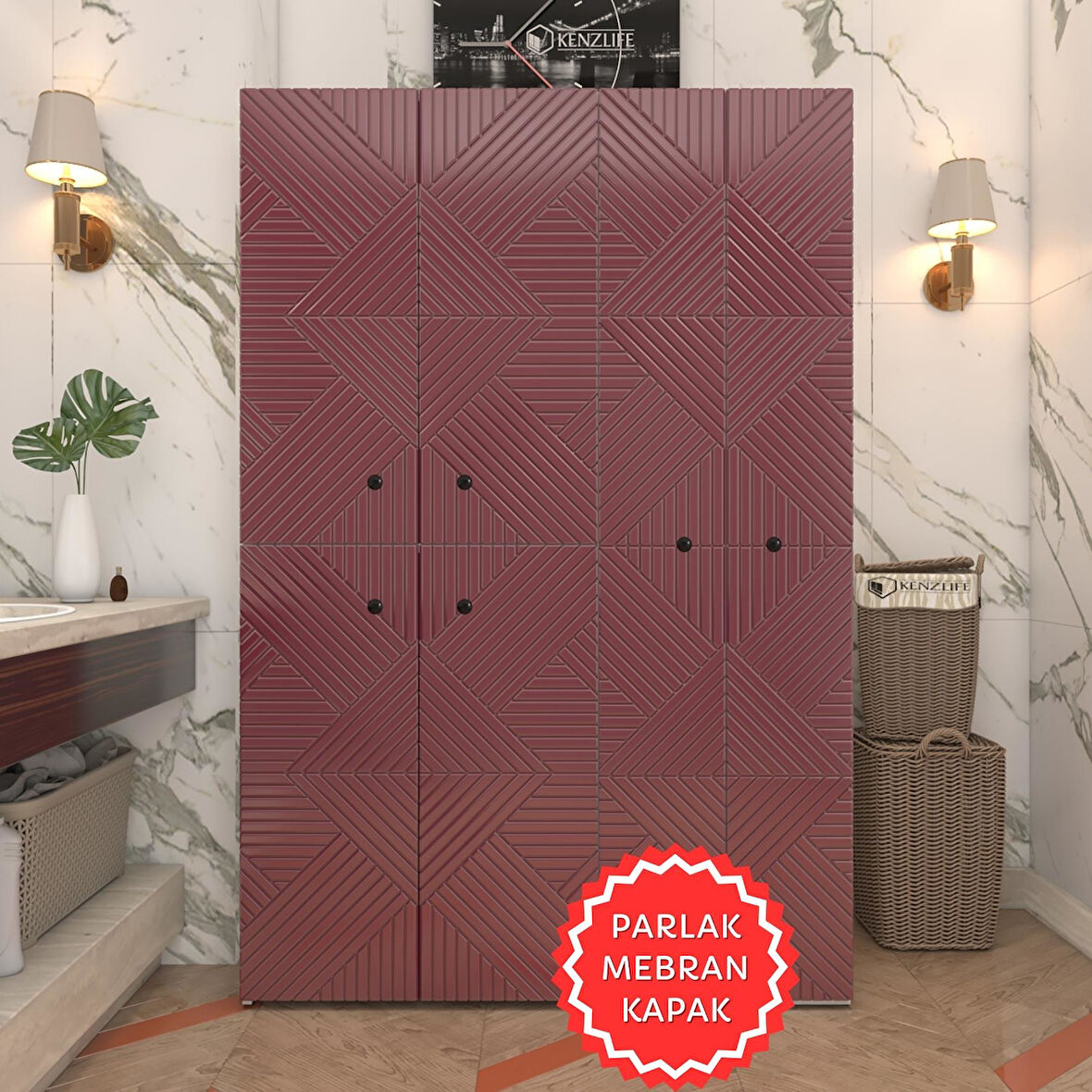 Kenzlife membran çamaşır kurutma makinesi dolabı yaromira fşybyz üçgen 180*120*64 mebran kapak suntalam gövde