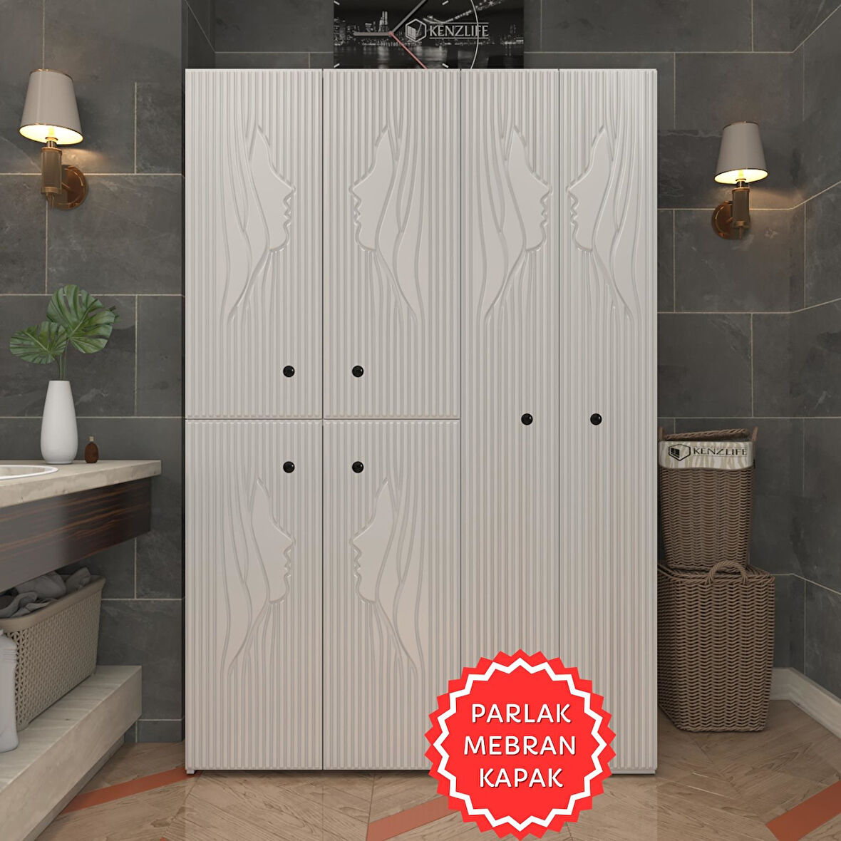 Kenzlife membran çamaşır kurutma makinesi dolabı yaromira byzbyz yüzyüze 180*120*64 mebran kapak suntalam gövde