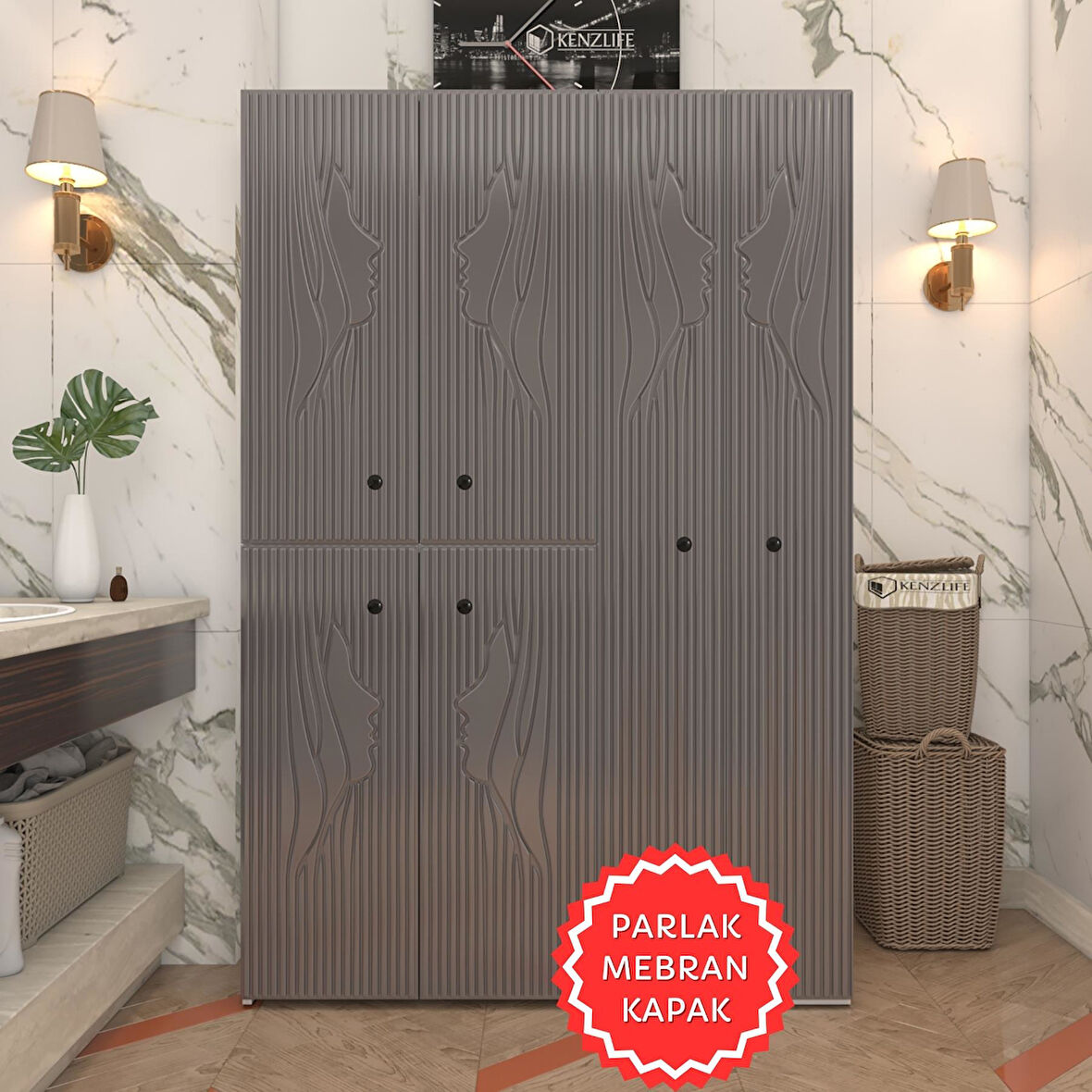 Kenzlife membran çamaşır kurutma makinesi dolabı yaromira gribyz yüzyüze 180*120*64 mebran kapak suntalam gövde