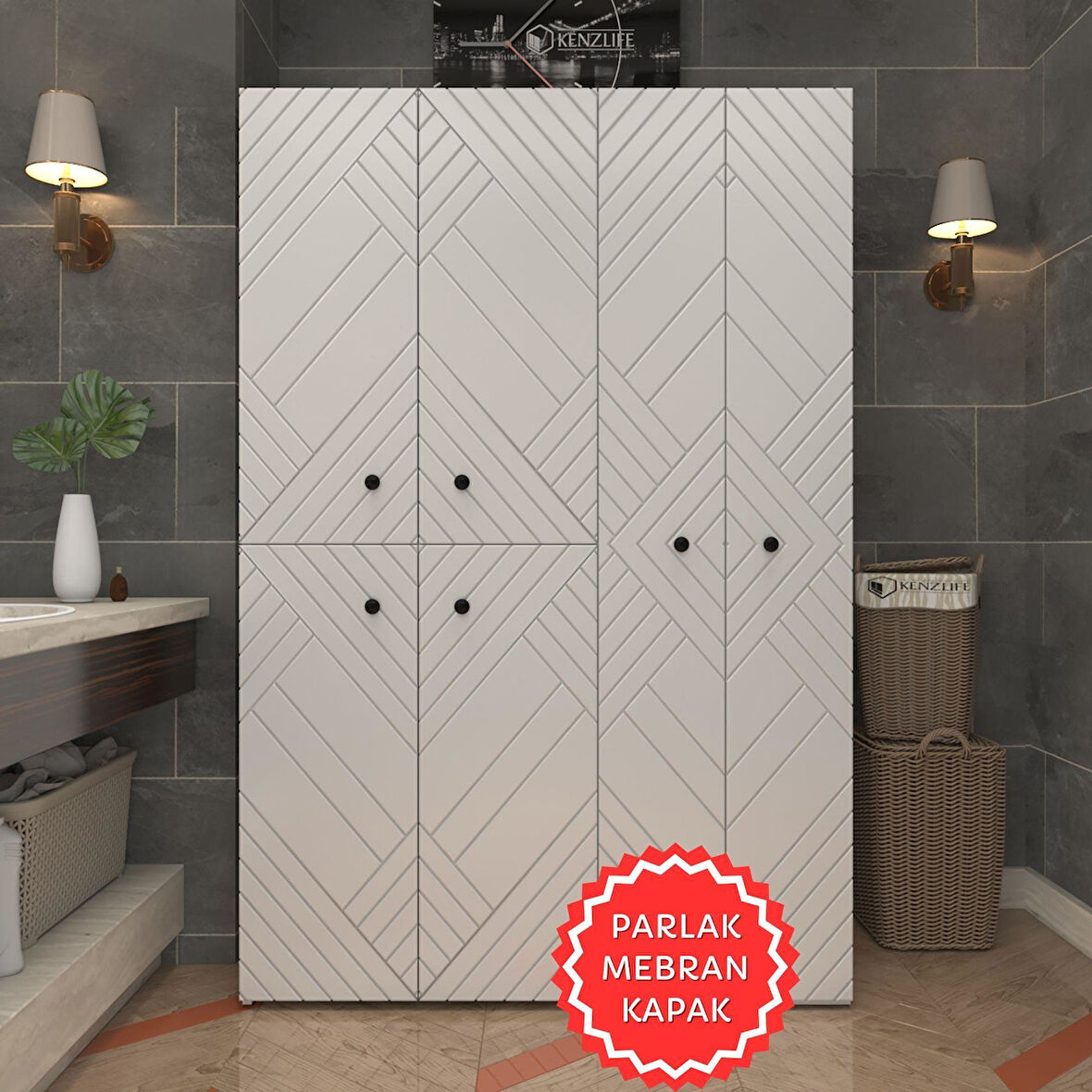 Kenzlife membran çamaşır kurutma makinesi dolabı yaromira byzbyz köşeli 180*120*64 mebran kapak suntalam gövde