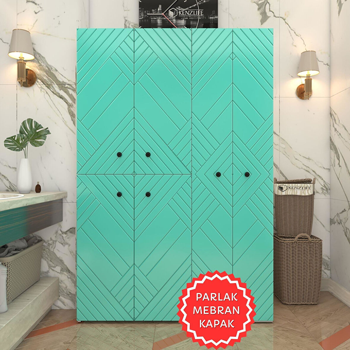 Kenzlife membran çamaşır kurutma makinesi dolabı yaromira trkbyz köşeli 180*120*64 mebran kapak suntalam gövde