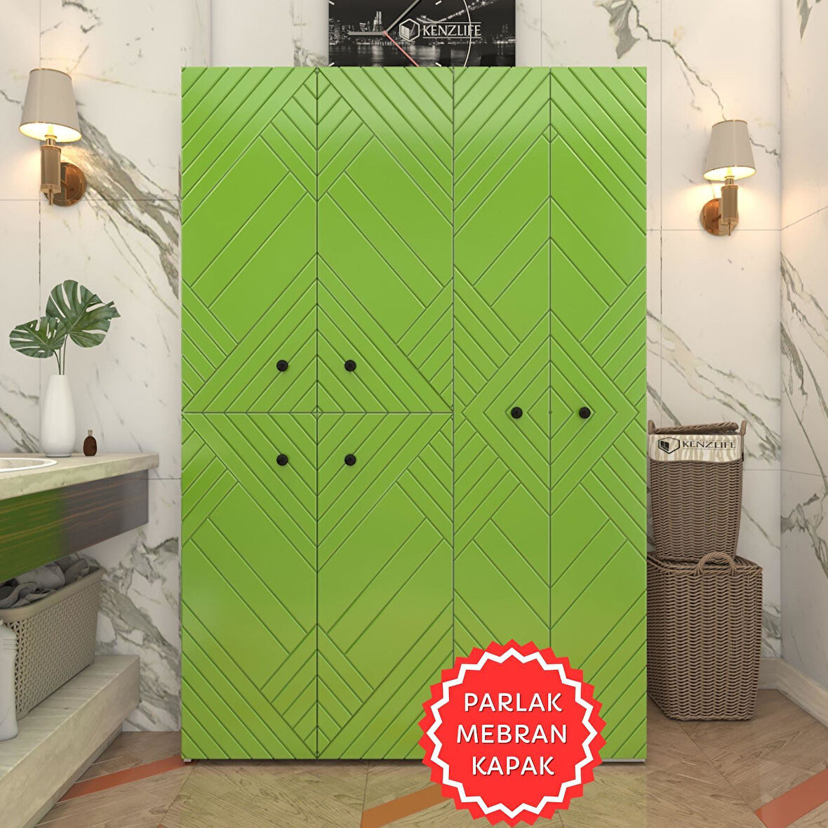 Kenzlife membran çamaşır kurutma makinesi dolabı yaromira yşlbyz köşeli 180*120*64 mebran kapak suntalam gövde