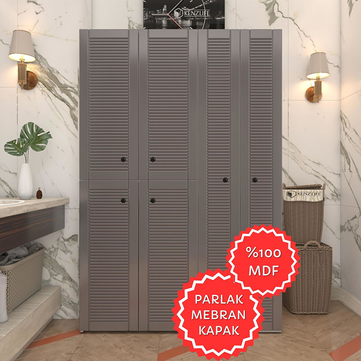 Kenzlife membran çamaşır kurutma makinesi dolabı yaromira gribyz mod2 180*120*64 mebran kapak MDF gövde