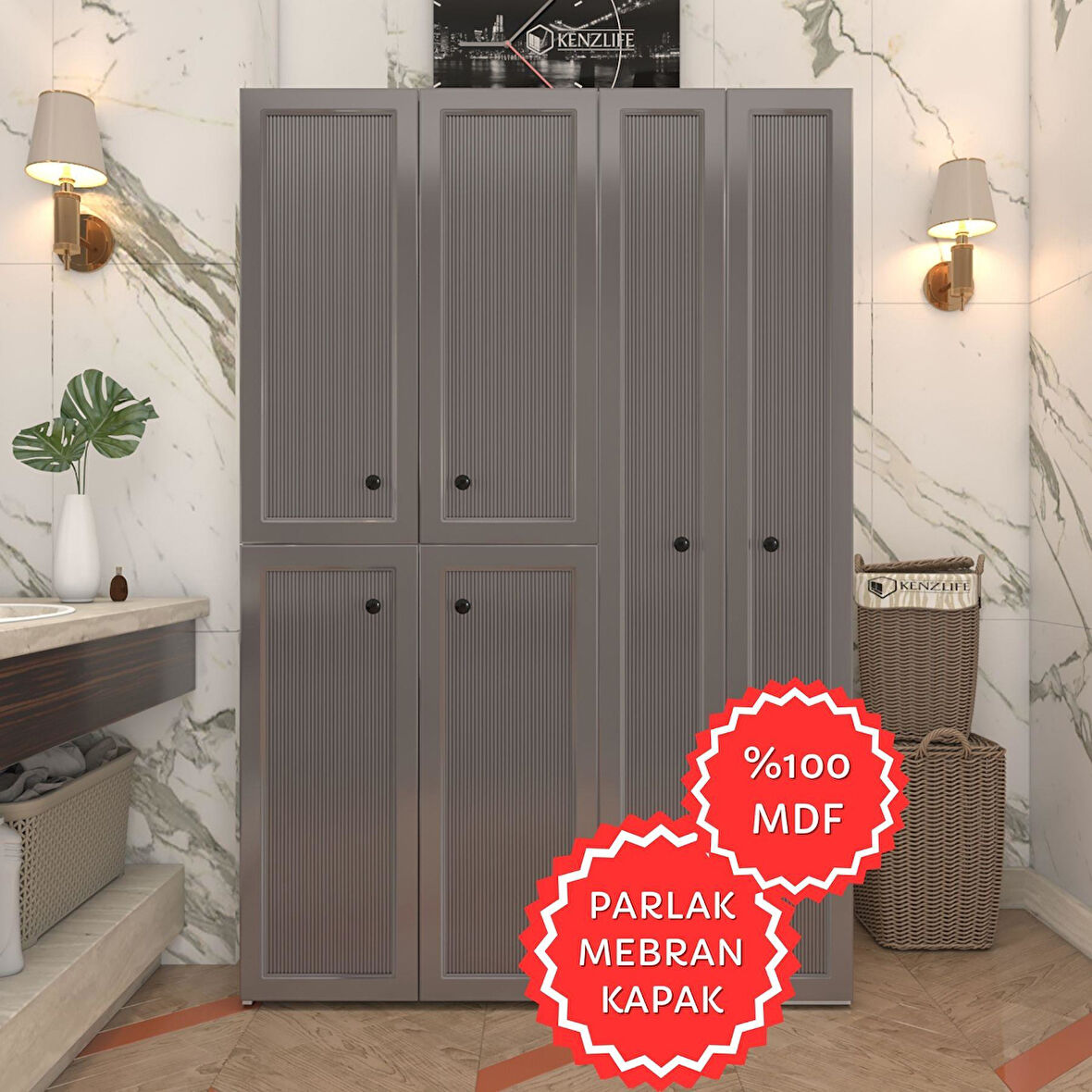 Kenzlife membran çamaşır kurutma makinesi dolabı yaromira gribyz pencere 180*120*64 mebran kapak MDF gövde