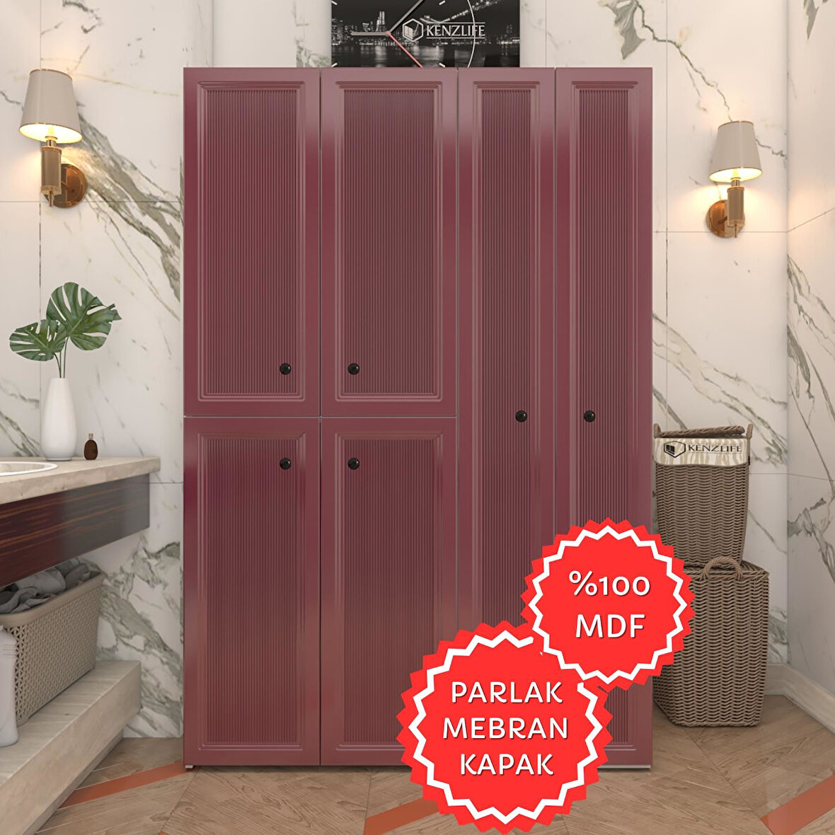 Kenzlife membran çamaşır kurutma makinesi dolabı yaromira fşybyz tiril 180*120*64 mebran kapak MDF gövde