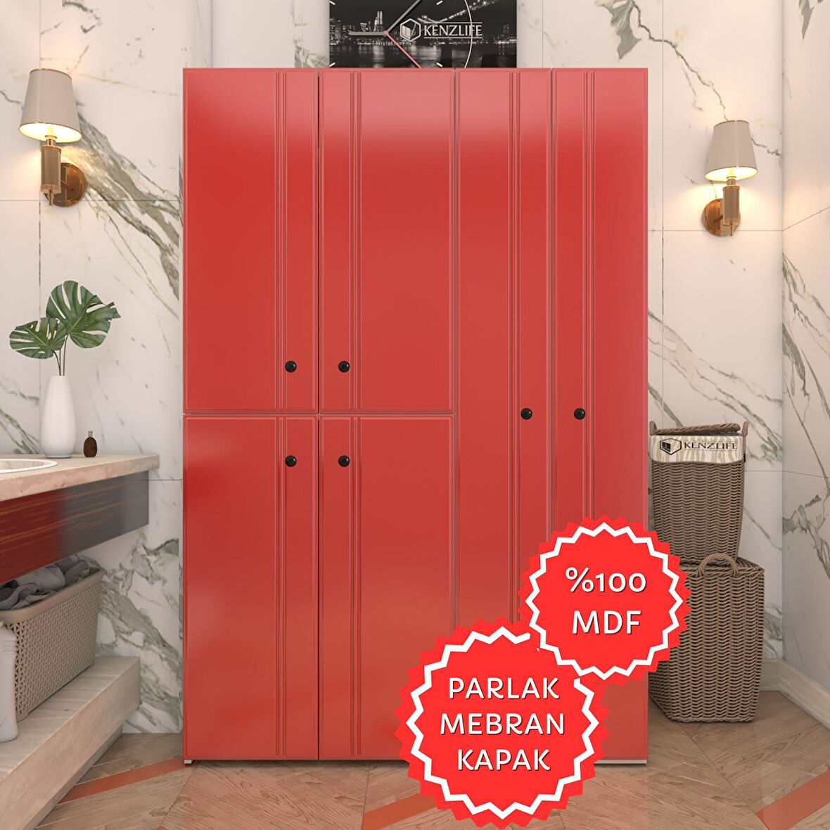 Kenzlife membran çamaşır kurutma makinesi dolabı yaromira krmbyz sadelim 180*120*64 mebran kapak MDF gövde