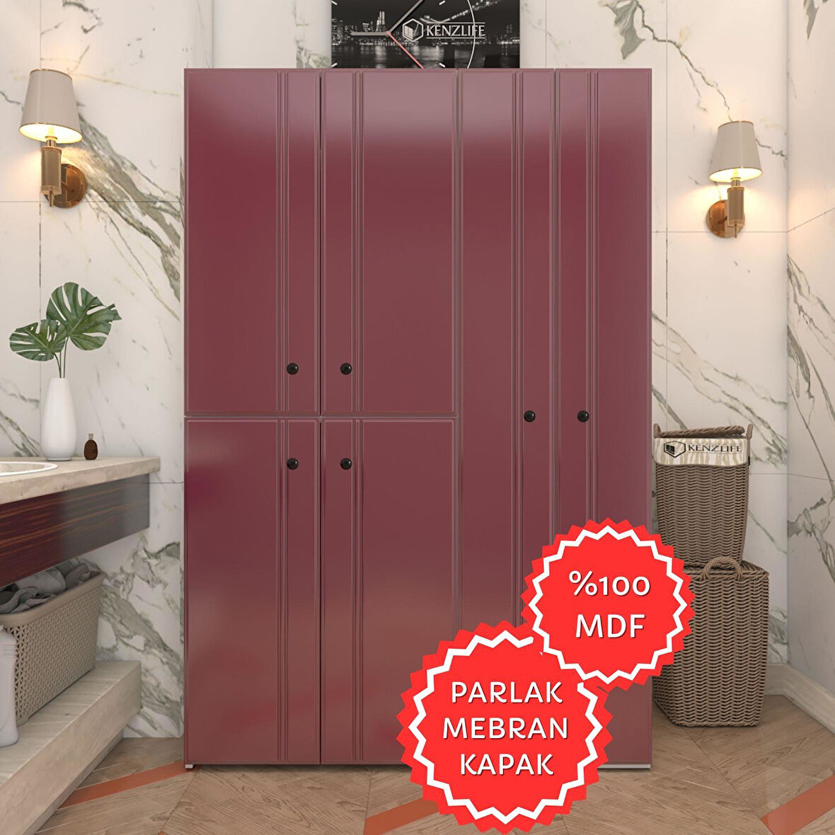 Kenzlife membran çamaşır kurutma makinesi dolabı yaromira fşybyz sadelim 180*120*64 mebran kapak MDF gövde