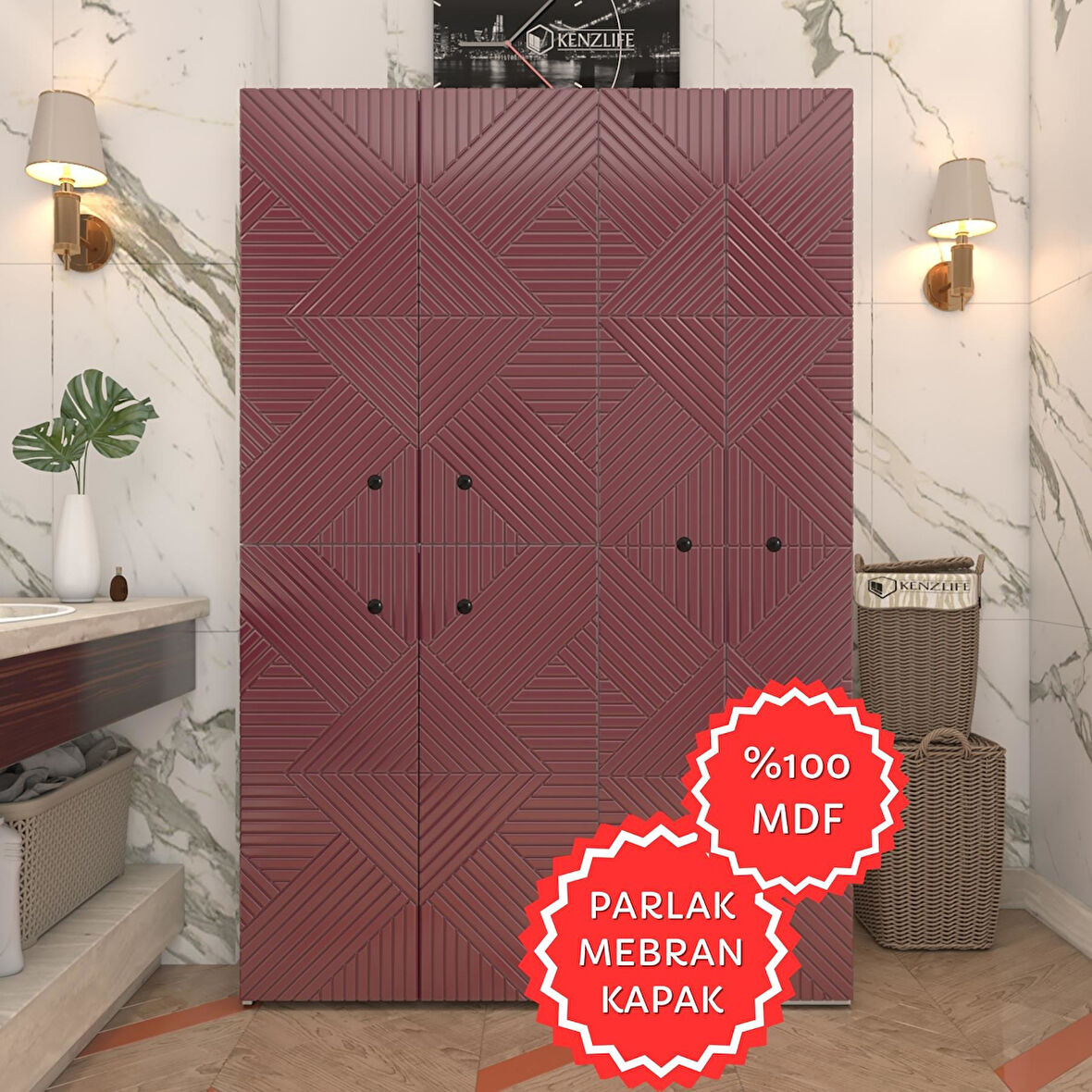 Kenzlife membran çamaşır kurutma makinesi dolabı yaromira fşybyz üçgen 180*120*64 mebran kapak MDF gövde